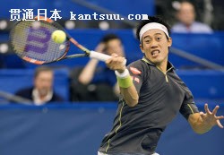 男子テニスのメンフィス・オープン、シングルスで3連覇を狙う錦織圭が、初戦の2回戦で逆転勝ち(11日、メンフィス)=共同