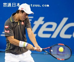 テニスのメキシコOP準決勝で勝利し決勝進出を決めた錦織圭。世界ランキングは自己最高の4位に(27日、アカプルコ)=共同