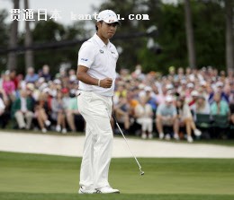 最終ラウンドでプレーする松山英樹(12日)=AP