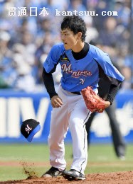 西武戦にプロ初登板し、3回5失点で負け投手となったロッテの田中(29日、QVC)=共同