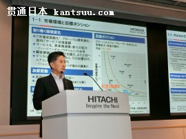 構造改革について説明する日立の斉藤裕副社長(東京・千代田)
