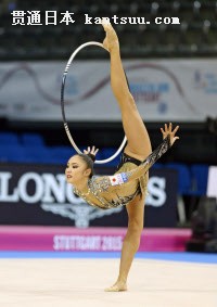 早川さくらのフープ。個人総合予選で14位(8日、シュツットガルト)=国際体操連盟提供・共同